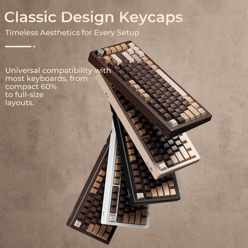 OHY XVX Shine Through Keycaps -133 Keys Cherry Profile Double Shot PBT Keycaps Compatible for 60%/75%/100% Retro Gaming Mechanical Keyboard-Coffee Brown - Image 2
